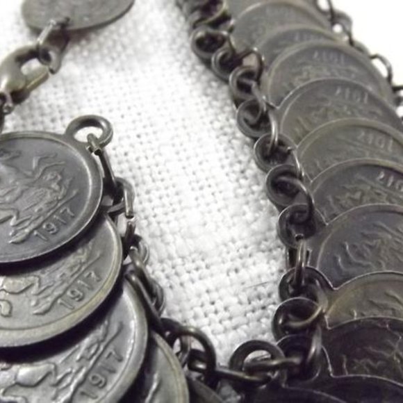 Vintage George V 1917 Faux Coin Bracelet - Picture 7 of 7